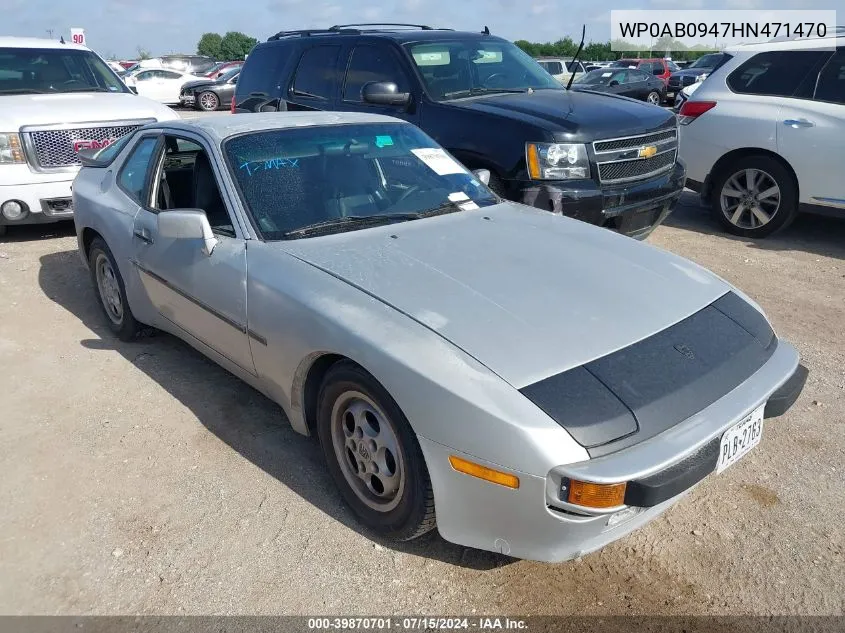 1987 Porsche 944 VIN: WP0AB0947HN471470 Lot: 39870701