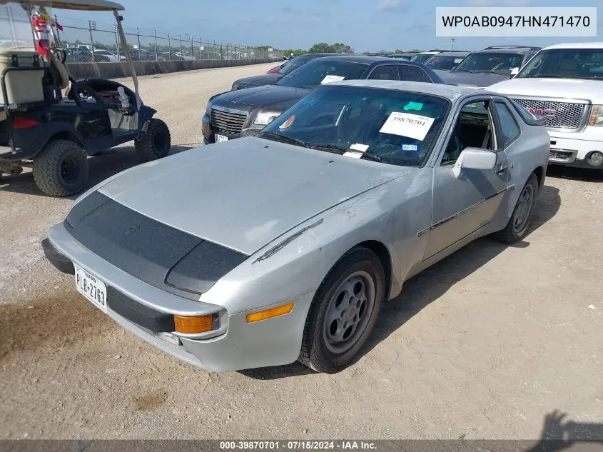 1987 Porsche 944 VIN: WP0AB0947HN471470 Lot: 39870701