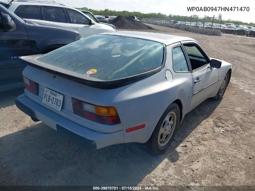 1987 Porsche 944 VIN: WP0AB0947HN471470 Lot: 39870701