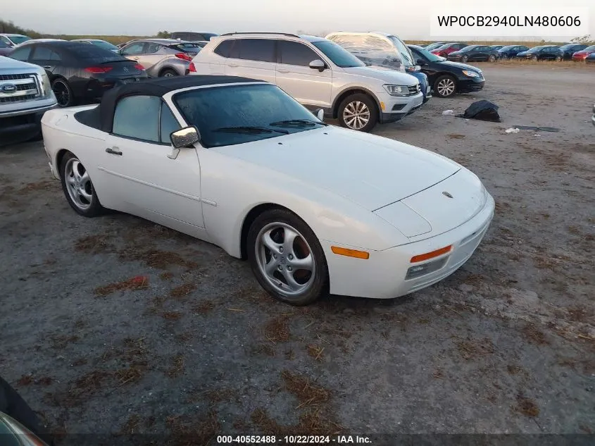 1990 Porsche 944 S VIN: WP0CB2940LN480606 Lot: 40552488