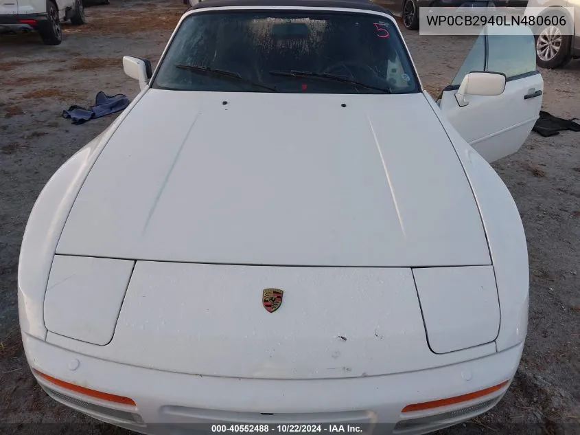 1990 Porsche 944 S VIN: WP0CB2940LN480606 Lot: 40552488