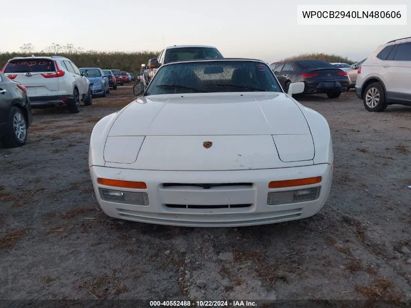 1990 Porsche 944 S VIN: WP0CB2940LN480606 Lot: 40552488