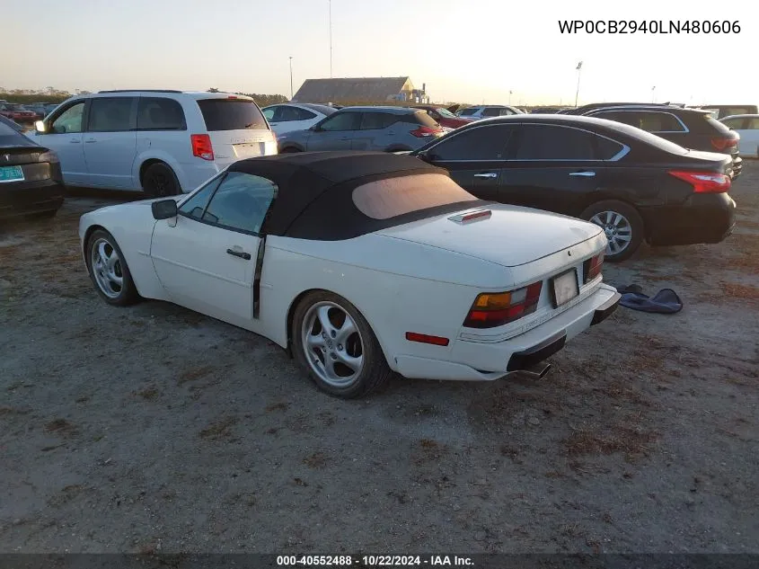 1990 Porsche 944 S VIN: WP0CB2940LN480606 Lot: 40552488