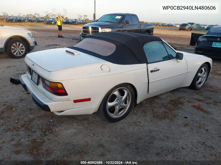 1990 Porsche 944 S VIN: WP0CB2940LN480606 Lot: 40552488