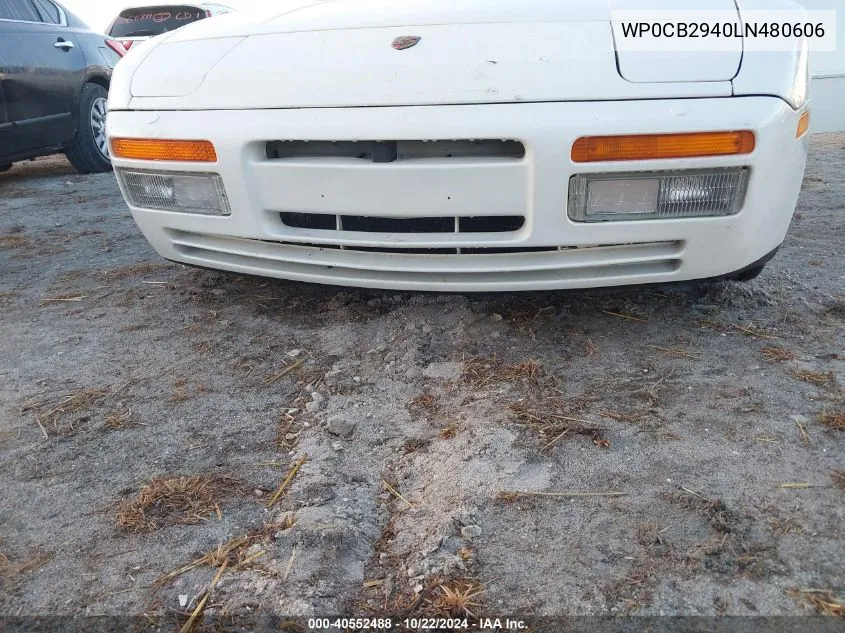 1990 Porsche 944 S VIN: WP0CB2940LN480606 Lot: 40552488