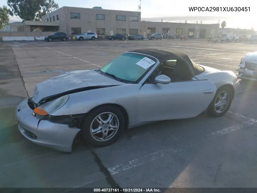 1999 Porsche Boxster VIN: WP0CA2981XU630451 Lot: 40737161