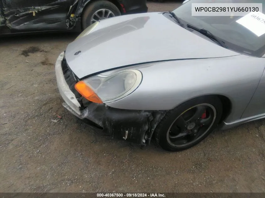 2000 Porsche Boxster S VIN: WP0CB2981YU660130 Lot: 40367500