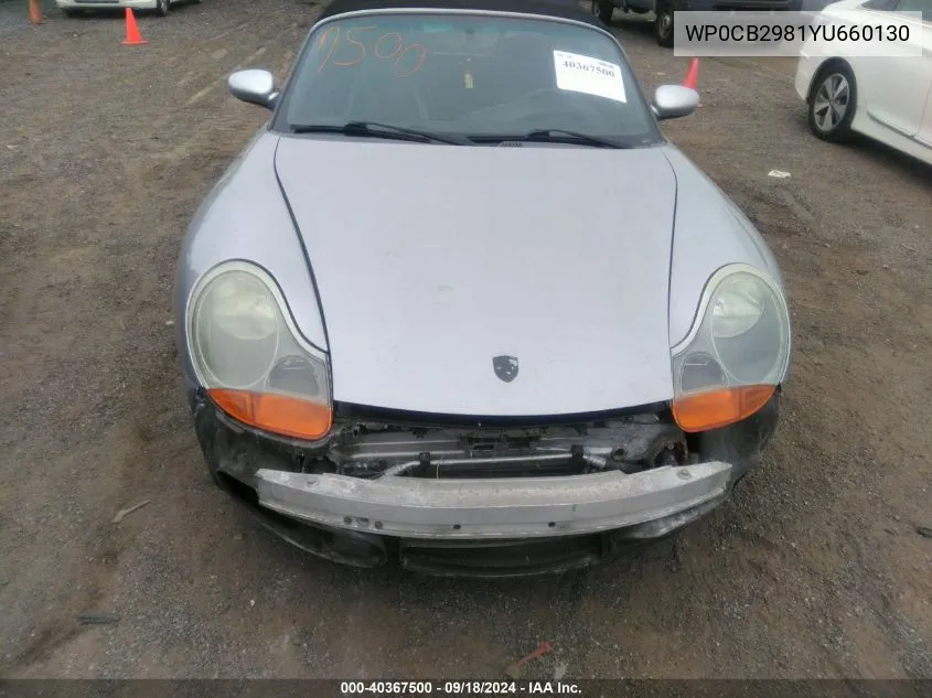 2000 Porsche Boxster S VIN: WP0CB2981YU660130 Lot: 40367500