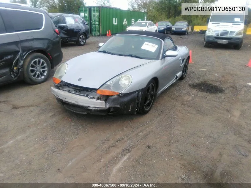 2000 Porsche Boxster S VIN: WP0CB2981YU660130 Lot: 40367500