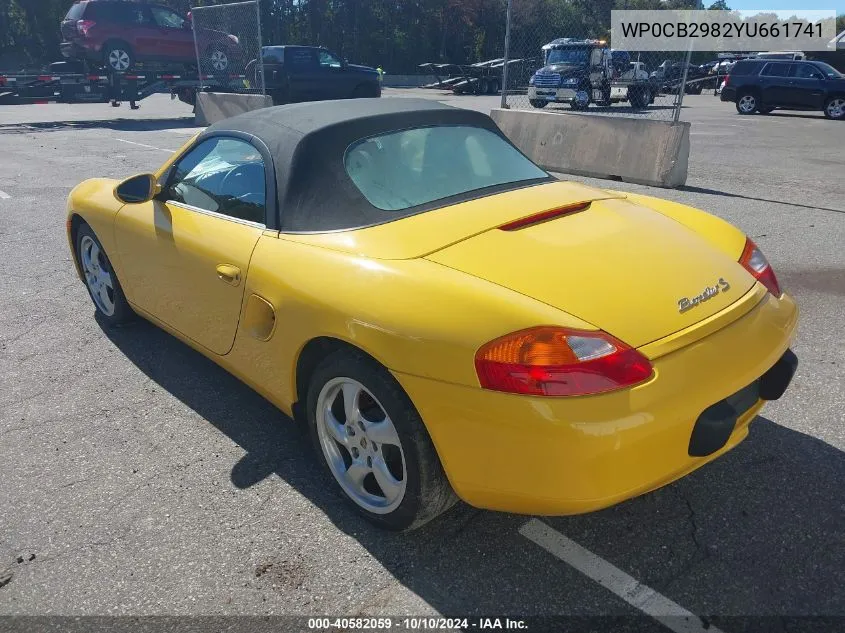 2000 Porsche Boxster S VIN: WP0CB2982YU661741 Lot: 40582059