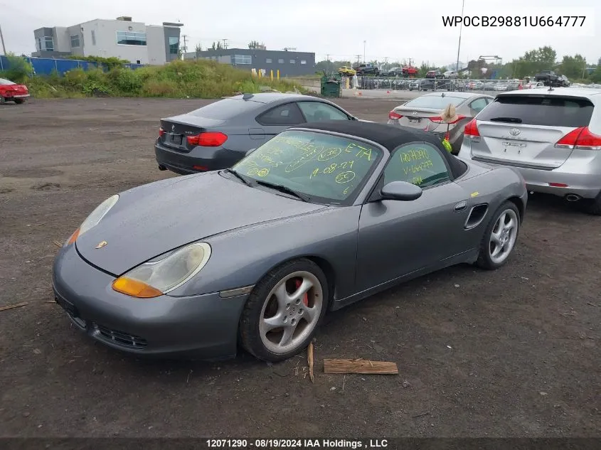 2001 Porsche Boxster S VIN: WP0CB29881U664777 Lot: 12071290