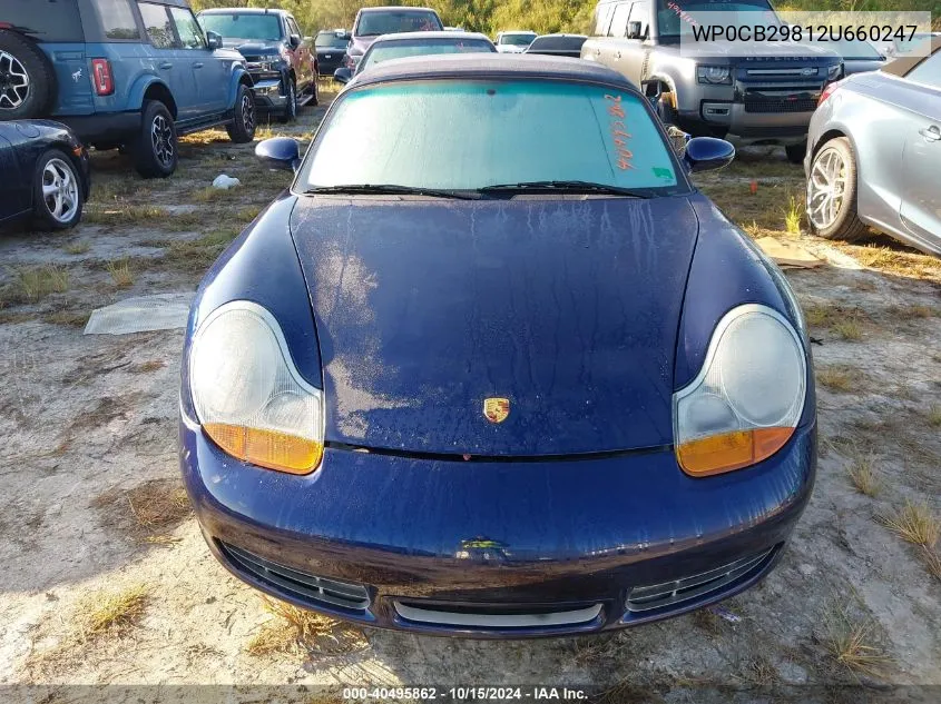 2002 Porsche Boxster S VIN: WP0CB29812U660247 Lot: 40495862