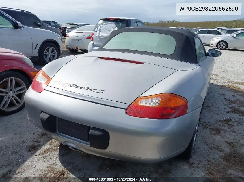 2002 Porsche Boxster S VIN: WP0CB29822U662590 Lot: 40601003