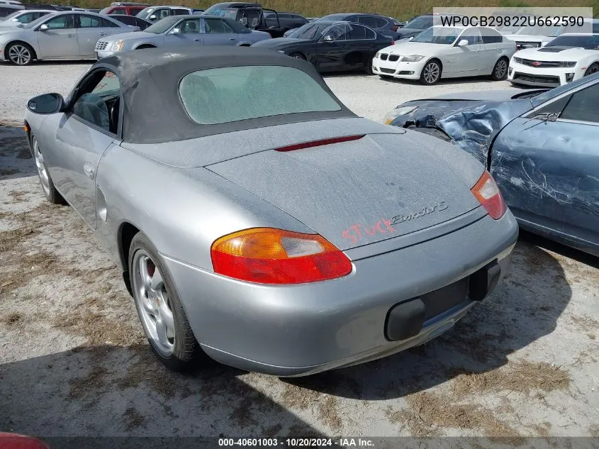 2002 Porsche Boxster S VIN: WP0CB29822U662590 Lot: 40601003