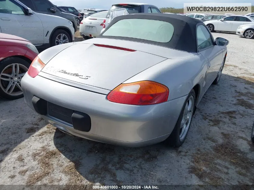 2002 Porsche Boxster S VIN: WP0CB29822U662590 Lot: 40601003