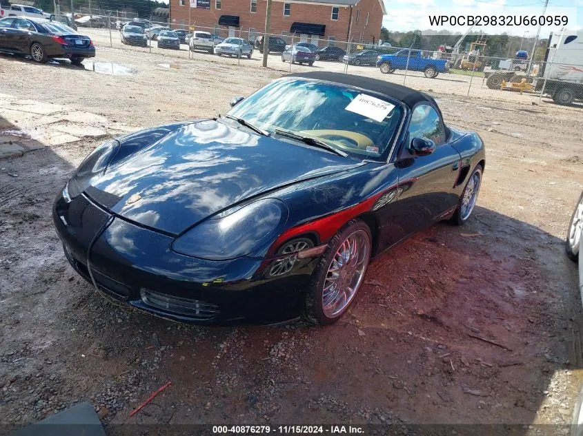 2002 Porsche Boxster S VIN: WP0CB29832U660959 Lot: 40876279