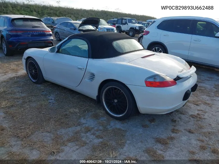 2003 Porsche Boxster S VIN: WP0CB29893U662488 Lot: 40642139