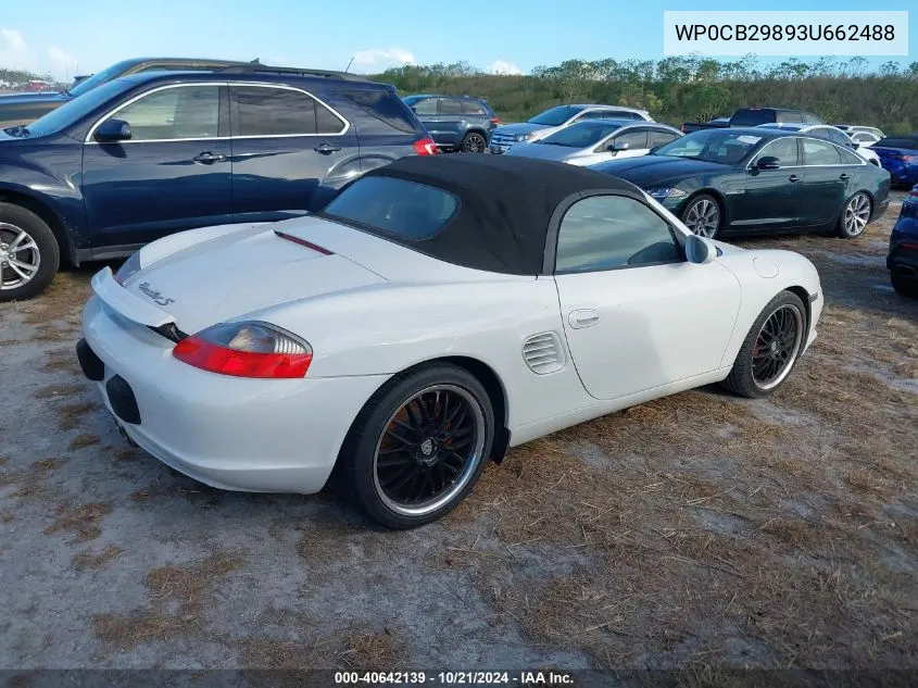 2003 Porsche Boxster S VIN: WP0CB29893U662488 Lot: 40642139