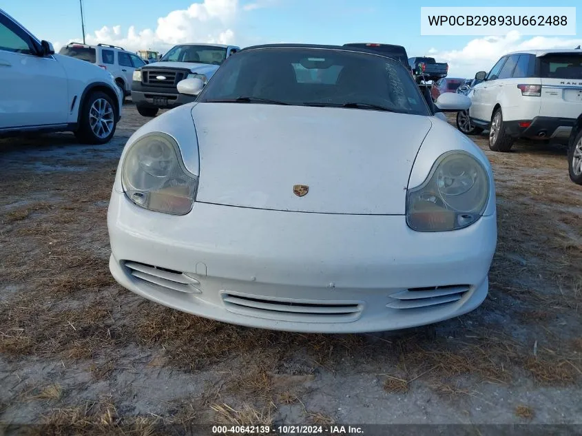 2003 Porsche Boxster S VIN: WP0CB29893U662488 Lot: 40642139