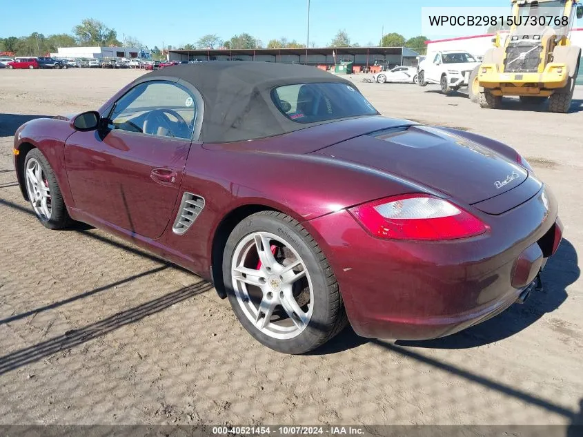 2005 Porsche Boxster S VIN: WP0CB29815U730768 Lot: 40521454