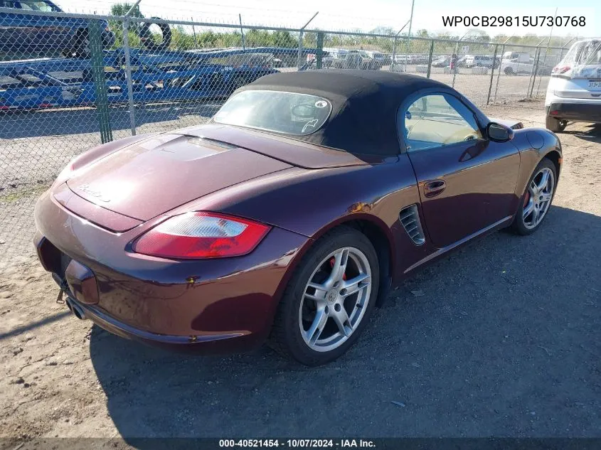 2005 Porsche Boxster S VIN: WP0CB29815U730768 Lot: 40521454