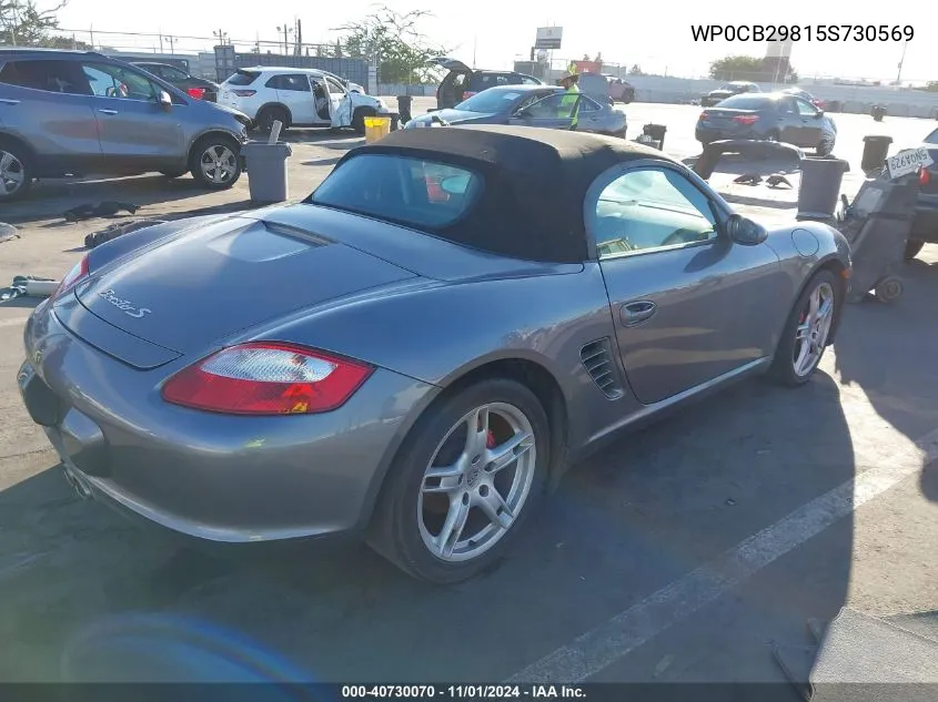 2005 Porsche Boxster S VIN: WP0CB29815S730569 Lot: 40730070