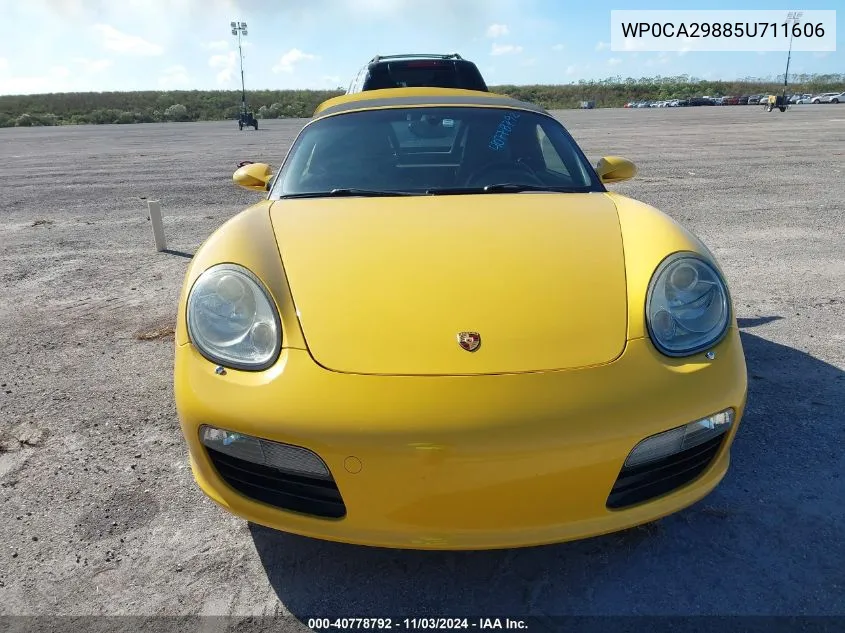 2005 Porsche Boxster VIN: WP0CA29885U711606 Lot: 40778792