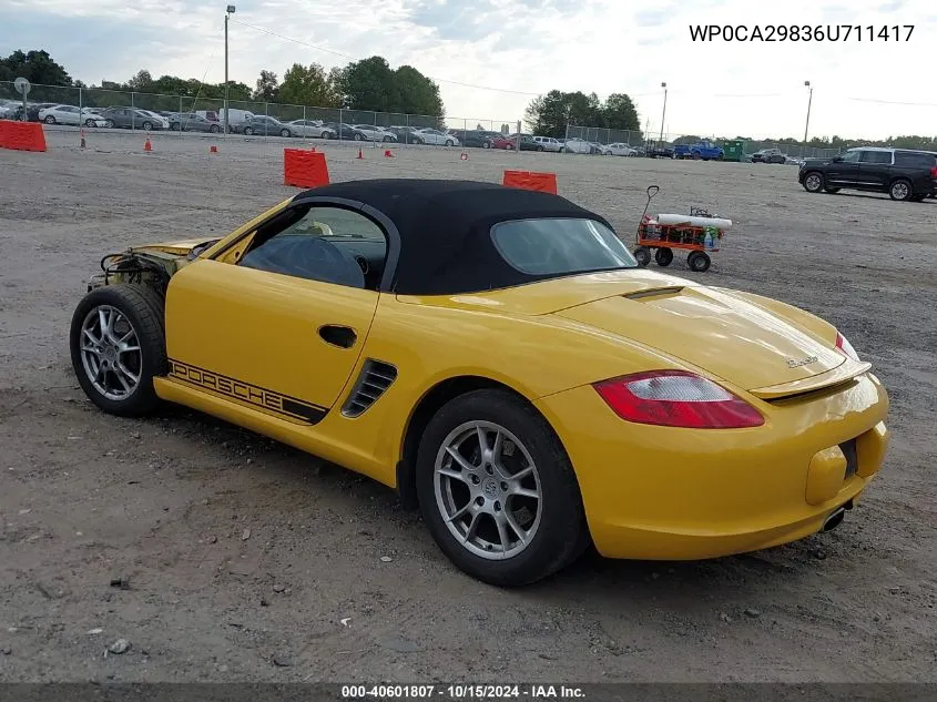 2006 Porsche Boxster VIN: WP0CA29836U711417 Lot: 40601807