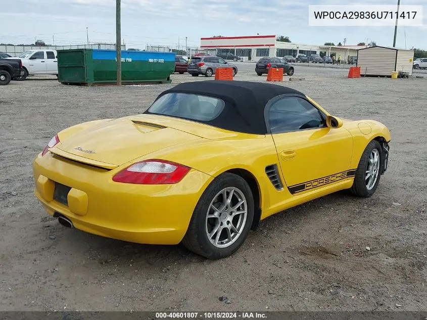 2006 Porsche Boxster VIN: WP0CA29836U711417 Lot: 40601807