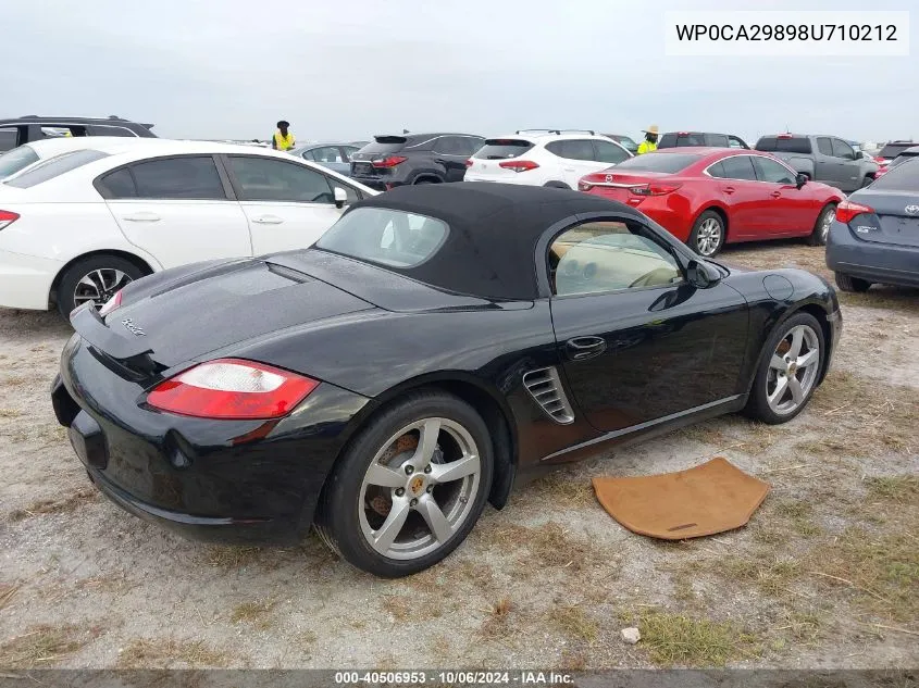 2008 Porsche Boxster VIN: WP0CA29898U710212 Lot: 40506953