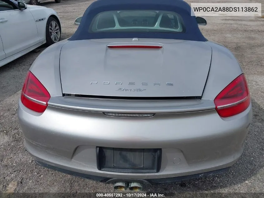 2013 Porsche Boxster VIN: WP0CA2A88DS113862 Lot: 40557292