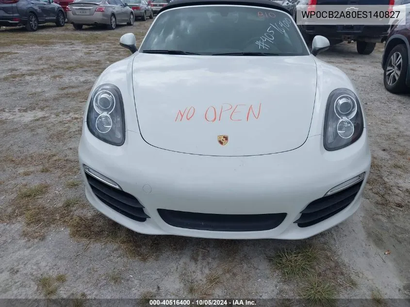 2014 Porsche Boxster S VIN: WP0CB2A80ES140827 Lot: 40516400