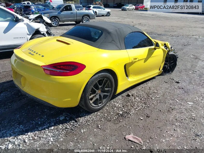 2015 Porsche Boxster VIN: WP0CA2A82FS120843 Lot: 40862548