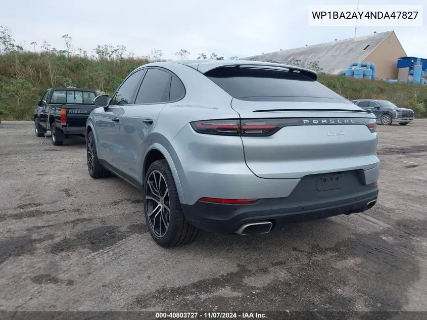 2022 Porsche Cayenne Coupe Platinum Edition VIN: WP1BA2AY4NDA47827 Lot: 40803727