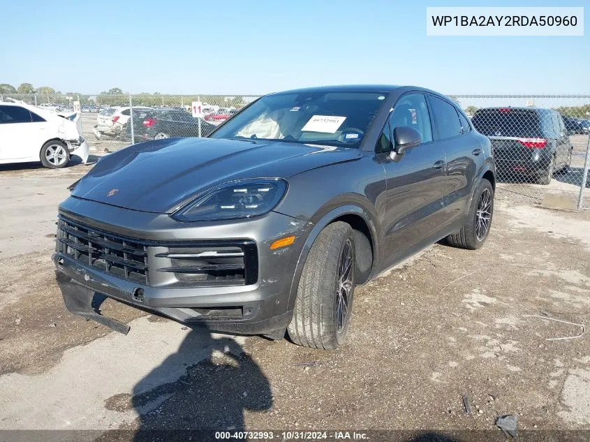 2024 Porsche Cayenne Coupe VIN: WP1BA2AY2RDA50960 Lot: 40732993