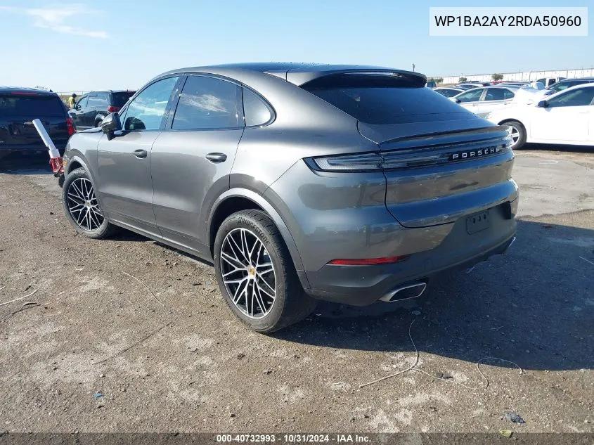 2024 Porsche Cayenne Coupe VIN: WP1BA2AY2RDA50960 Lot: 40732993