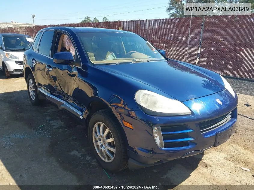 2010 Porsche Cayenne VIN: WP1AA2APXALA03849 Lot: 40692497