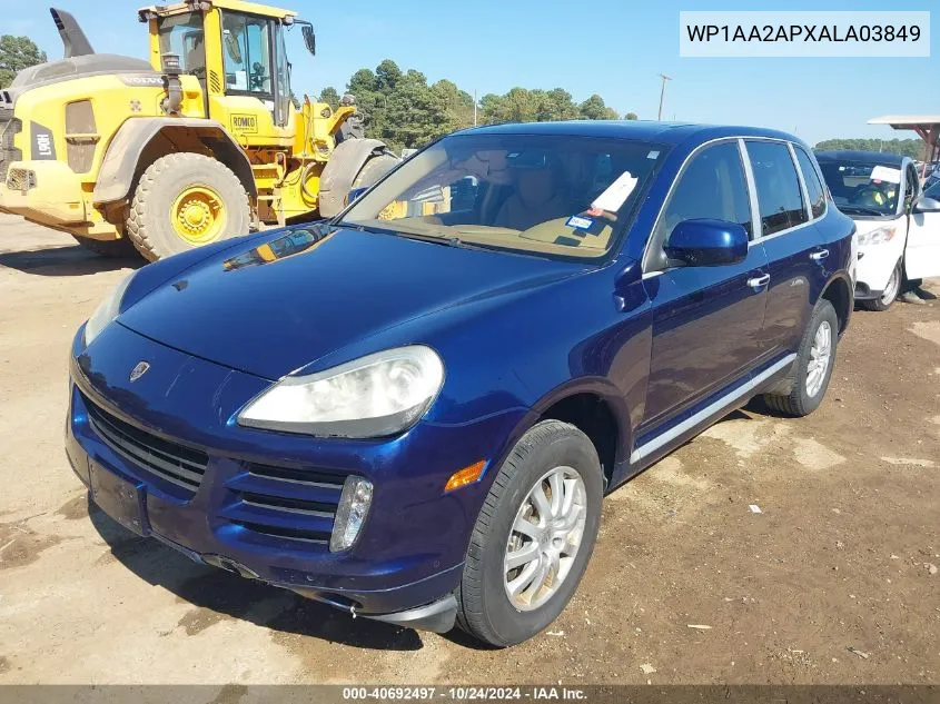 2010 Porsche Cayenne VIN: WP1AA2APXALA03849 Lot: 40692497