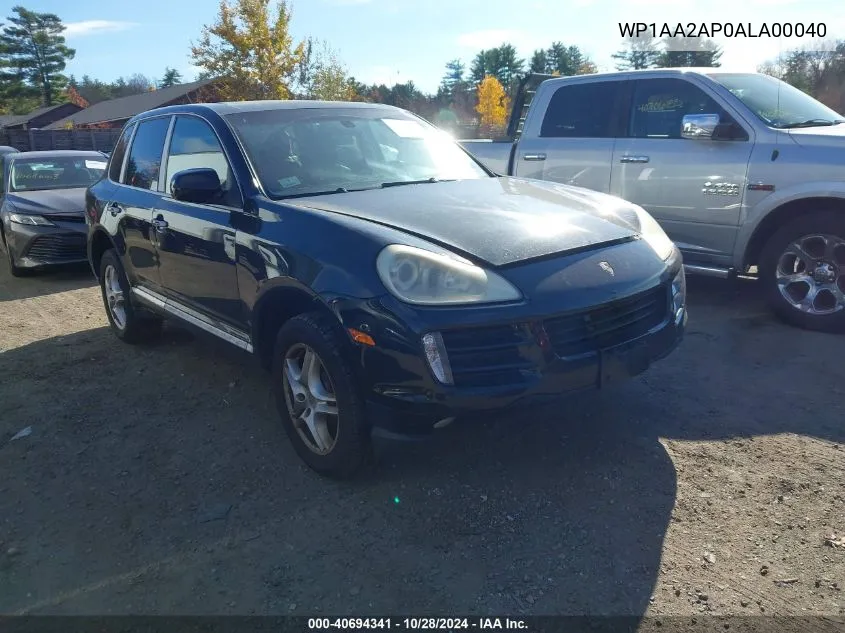 2010 Porsche Cayenne VIN: WP1AA2AP0ALA00040 Lot: 40694341