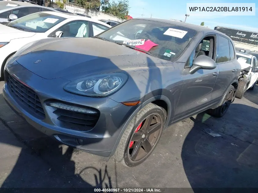 2011 Porsche Cayenne Turbo VIN: WP1AC2A20BLA81914 Lot: 40580967