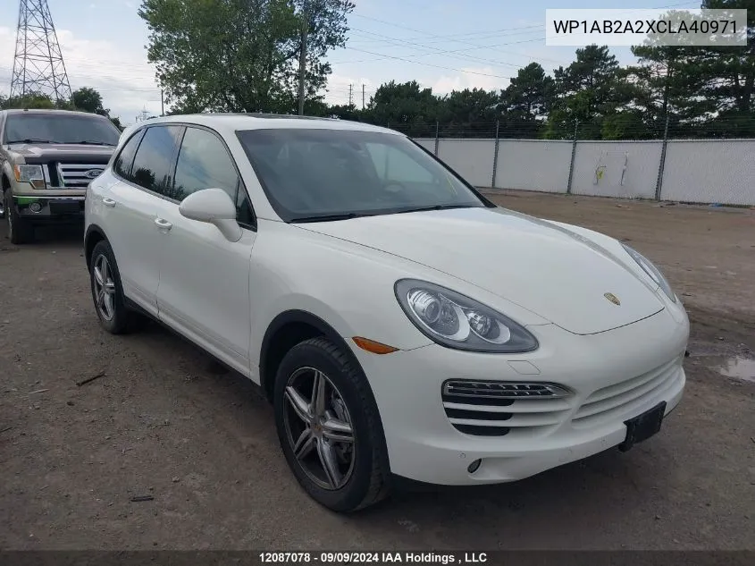 2012 Porsche Cayenne VIN: WP1AB2A2XCLA40971 Lot: 12087078