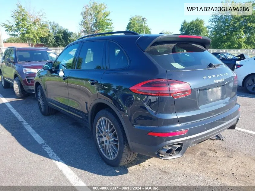 2016 Porsche Cayenne S VIN: WP1AB2A23GLA96286 Lot: 40089337