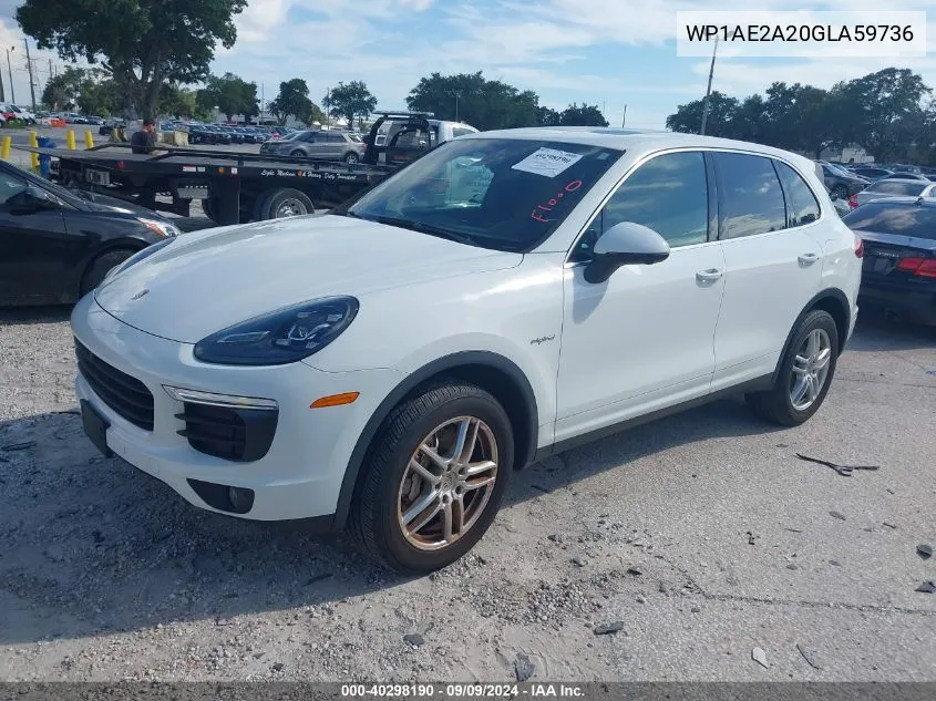 2016 Porsche Cayenne E-Hybrid S VIN: WP1AE2A20GLA59736 Lot: 40298190