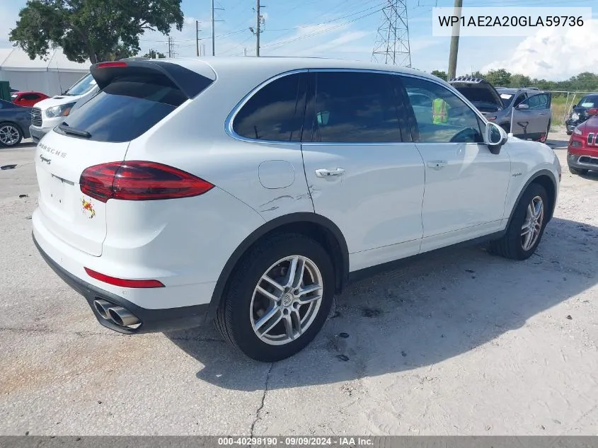 2016 Porsche Cayenne E-Hybrid S VIN: WP1AE2A20GLA59736 Lot: 40298190