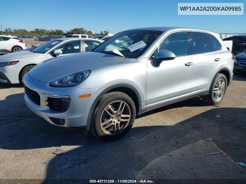 2016 Porsche Cayenne VIN: WP1AA2A20GKA09985 Lot: 40731255