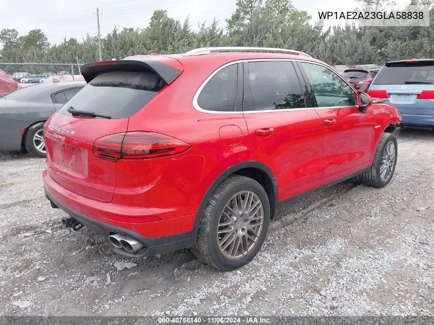 2016 Porsche Cayenne E-Hybrid S VIN: WP1AE2A23GLA58838 Lot: 40758140