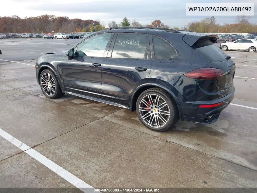 2016 Porsche Cayenne Gts VIN: WP1AD2A20GLA80492 Lot: 40758383