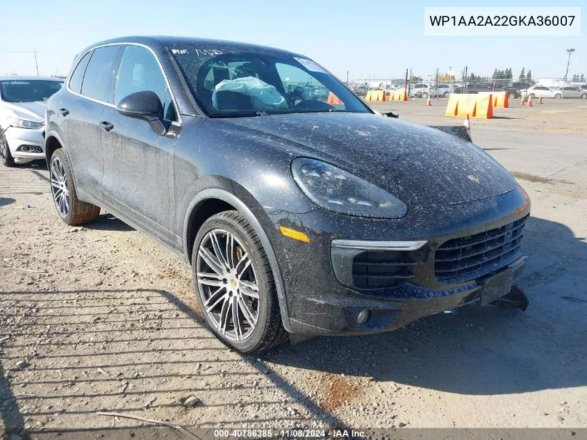 2016 Porsche Cayenne VIN: WP1AA2A22GKA36007 Lot: 40786385