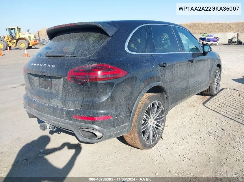 2016 Porsche Cayenne VIN: WP1AA2A22GKA36007 Lot: 40786385