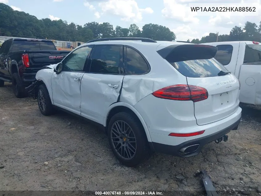 2017 Porsche Cayenne Platinum Edition VIN: WP1AA2A22HKA88562 Lot: 40076748